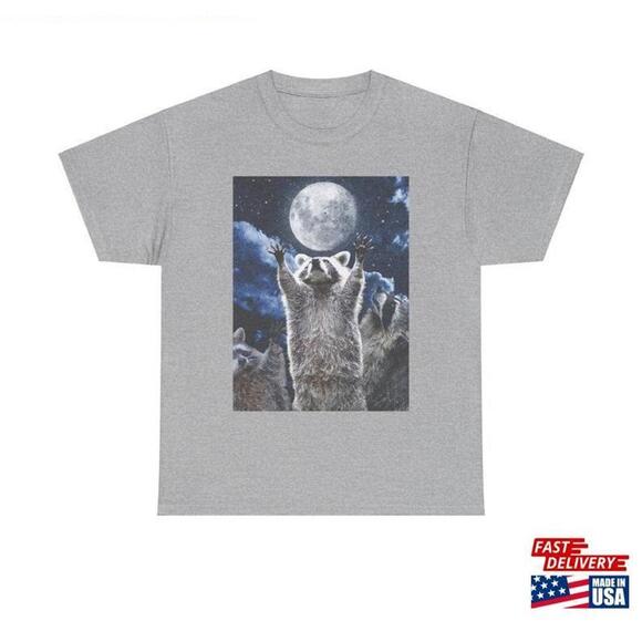 Other - Three Raccoons Graphic Tshirt Retro Raccoon Moon T Shirt Cotton Tee Free